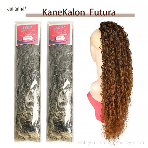 Julilanna Kanekalon Bodywave Afro Puff Kinky Curly Brazilian Straight Ponytail Hair Extensions Extension Synthetic Ponytail